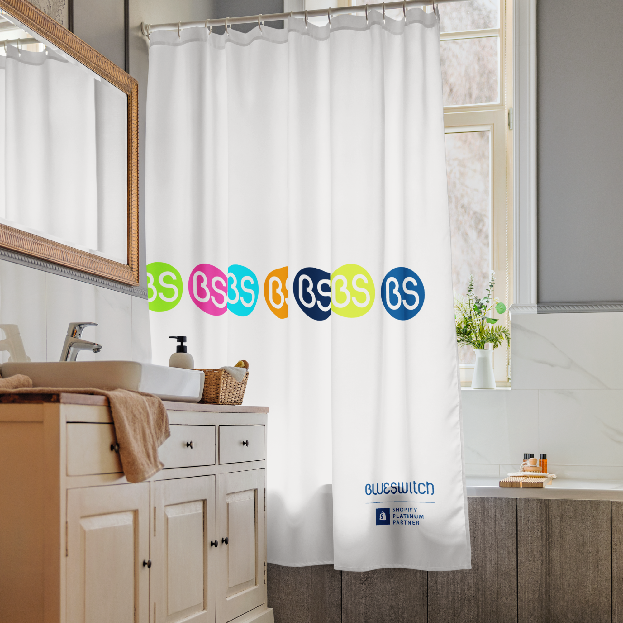the colorful balls shower curtain